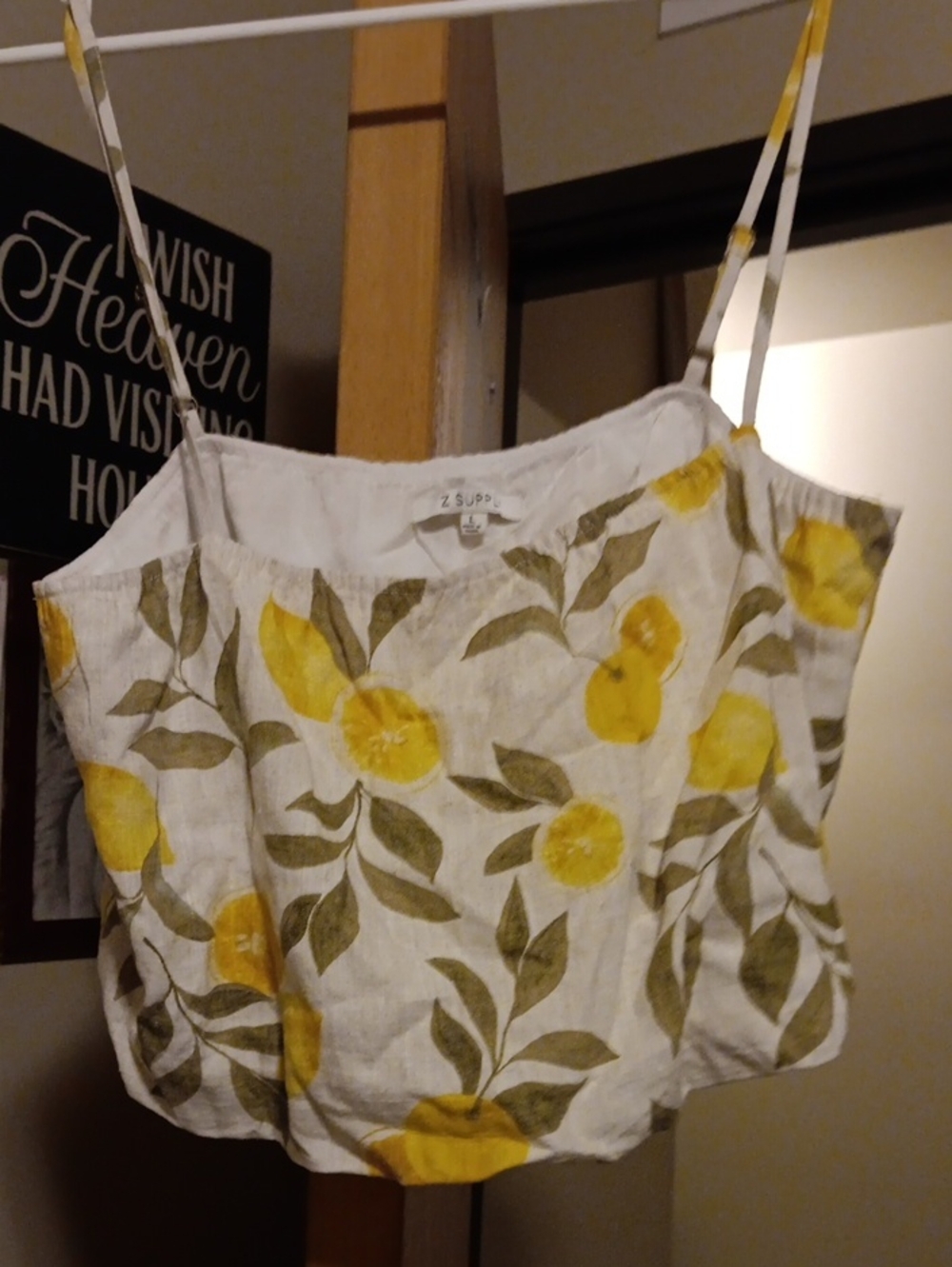 Z Supply White Linen Cami with Yellow Floral Print